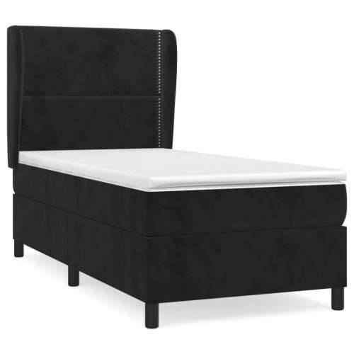 Box spring krevet s madracem crni 90x200 cm baršunasti - Crna 90 x 200 cm Obično s čavlima Cijena