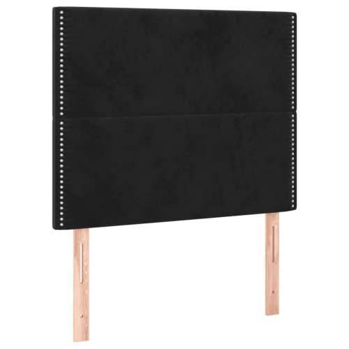 Box spring krevet s madracem crni 90x200 cm baršunasti - Crna 90 x 200 cm Obično s čavlima Cijena