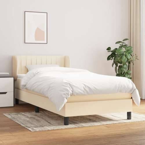 Krevet s oprugama i madracem krem 100 x 200 cm od tkanine - Krema 100 x 200 cm Okomite pruge Cijena