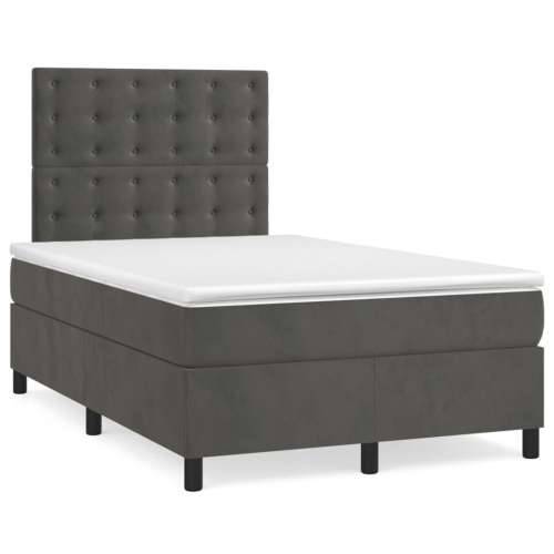Box spring krevet s madracem tamnosivi 120 x 200 cm baršunasti - Tamno siva 120 x 200 cm gumbi Cijena