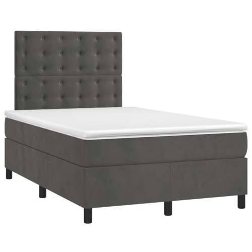 Box spring krevet s madracem tamnosivi 120 x 200 cm baršunasti - Tamno siva 120 x 200 cm gumbi Cijena