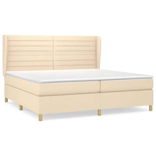 Krevet s oprugama i madracem krem 200 x 200 cm od tkanine - Krema 200 x 200 cm vodoravne pruge Cijena