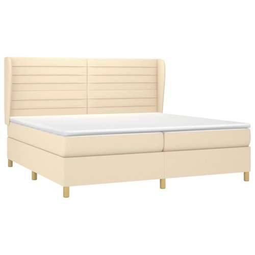 Krevet s oprugama i madracem krem 200 x 200 cm od tkanine - Krema 200 x 200 cm vodoravne pruge Cijena