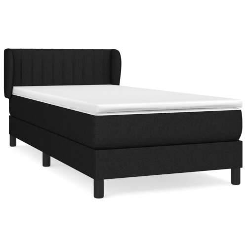 Krevet s oprugama i madracem crni 100 x 200 cm od tkanine - Crna 100 x 200 cm Okomite pruge Cijena