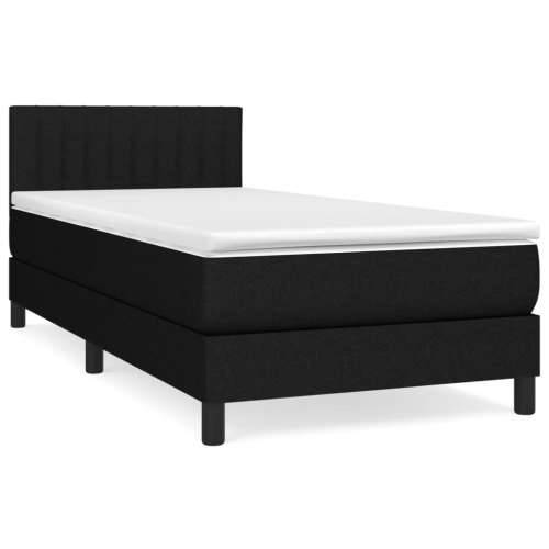 Krevet s oprugama i madracem crni 100 x 200 cm od tkanine - Crna 100 x 200 cm Okomite pruge Cijena