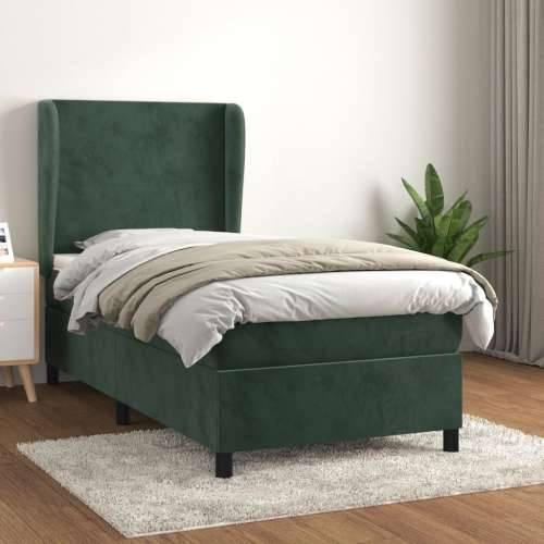 Box spring krevet s madracem tamnozeleni 90x190 cm baršunasti - Tamnozelena 90 x 190 cm Gladak dizajn Cijena