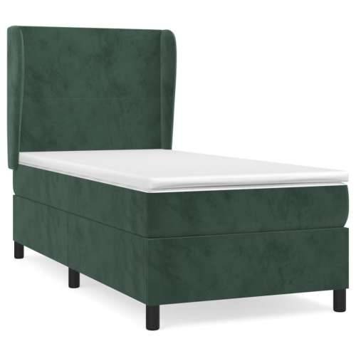 Box spring krevet s madracem tamnozeleni 90x190 cm baršunasti - Tamnozelena 90 x 190 cm Gladak dizajn Cijena