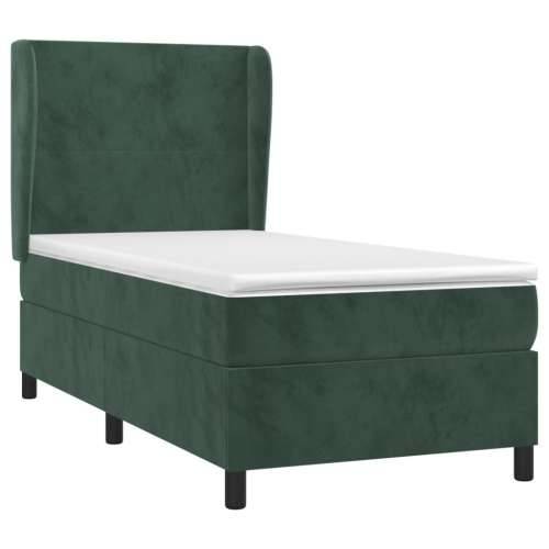 Box spring krevet s madracem tamnozeleni 90x190 cm baršunasti - Tamnozelena 90 x 190 cm Gladak dizajn Cijena