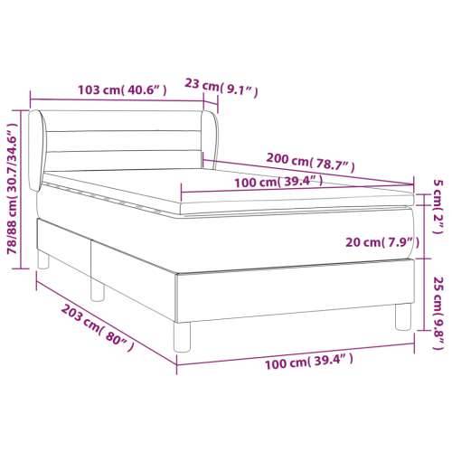 Krevet s oprugama i madracem krem 100 x 200 cm od tkanine - Krema 100 x 200 cm vodoravne pruge Cijena