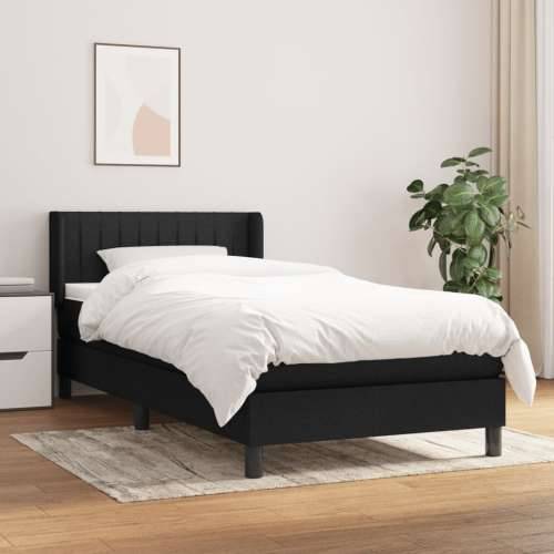 Krevet s oprugama i madracem crni 100 x 200 cm od tkanine - Crna 100 x 200 cm Okomite pruge Cijena