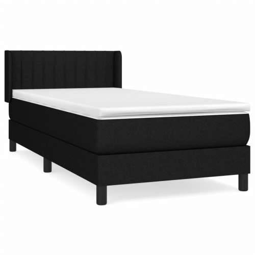 Krevet s oprugama i madracem crni 100 x 200 cm od tkanine - Crna 100 x 200 cm Okomite pruge Cijena