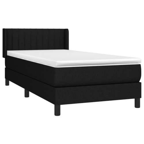 Krevet s oprugama i madracem crni 100 x 200 cm od tkanine - Crna 100 x 200 cm Okomite pruge Cijena
