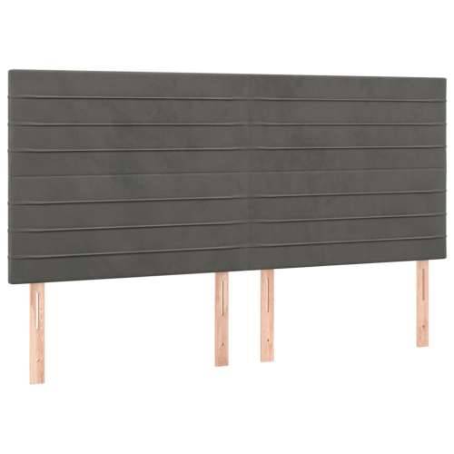 Krevet s oprugama i madracem tamnosivi 200x200 cm baršunasti - Tamno siva 200 x 200 cm vodoravne pruge Cijena