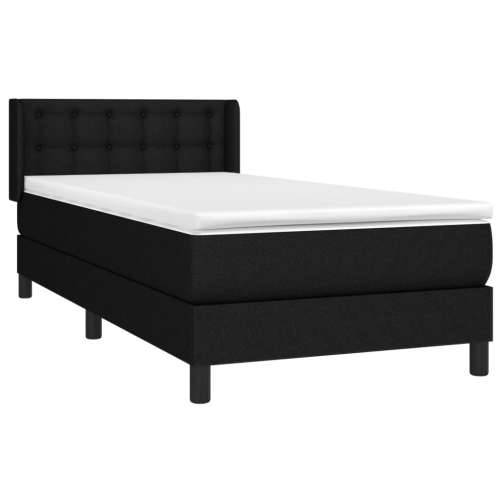 Krevet s oprugama i madracem crni 100 x 200 cm od tkanine - Crna 100 x 200 cm gumbi Cijena