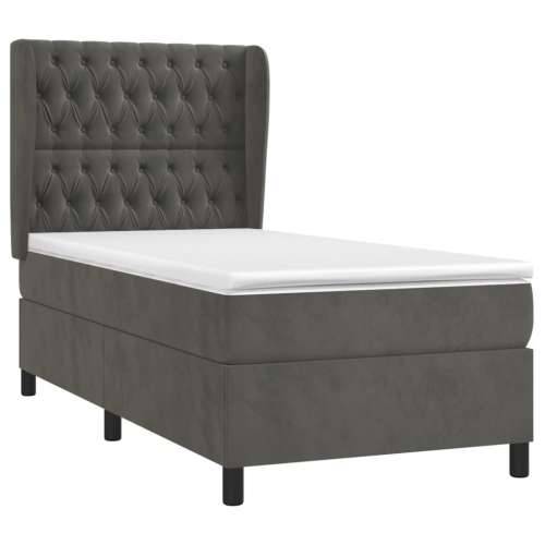 Box spring krevet s madracem tamnosivi 80 x 200 cm baršunasti - Tamno siva 80 x 200 cm Dizajn s gumbima Cijena