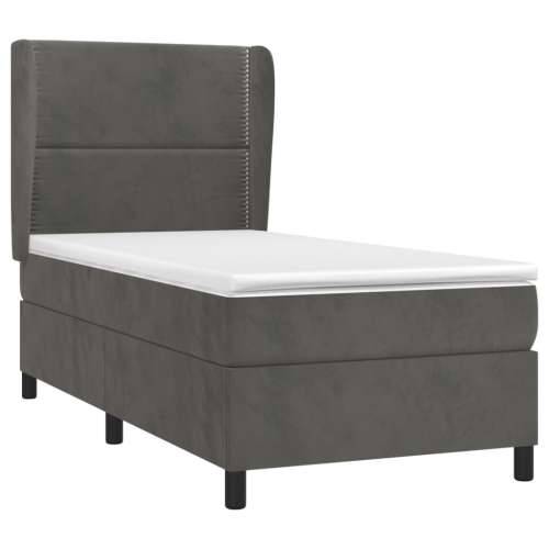 Box spring krevet s madracem tamnosivi 80 x 200 cm baršunasti - Tamno siva 80 x 200 cm Obično s čavlima Cijena