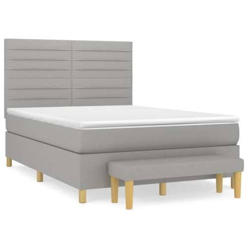 Krevet box spring s madracem svjetlosivi 140x200 cm od tkanine - Svjetlosiva 140 x 200 cm vodoravne pruge Cijena