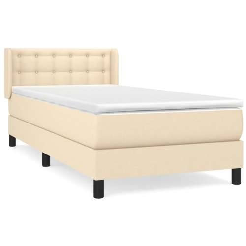 Krevet s oprugama i madracem krem 100 x 200 cm od tkanine - Krema 100 x 200 cm gumbi Cijena