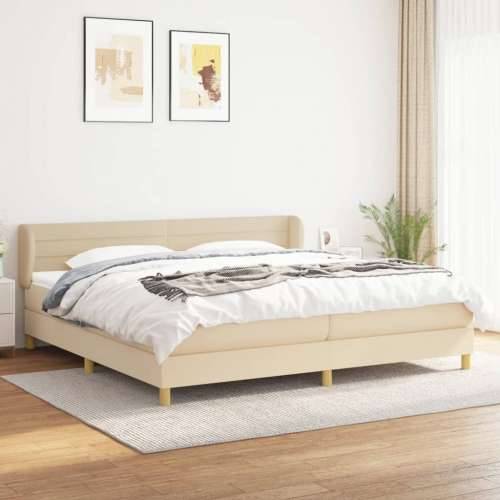 Krevet s oprugama i madracem krem 200 x 200 cm od tkanine - Krema 200 x 200 cm vodoravne pruge Cijena