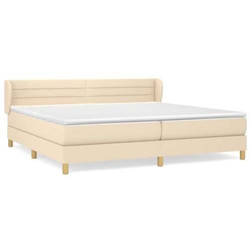 Krevet s oprugama i madracem krem 200 x 200 cm od tkanine - Krema 200 x 200 cm vodoravne pruge Cijena