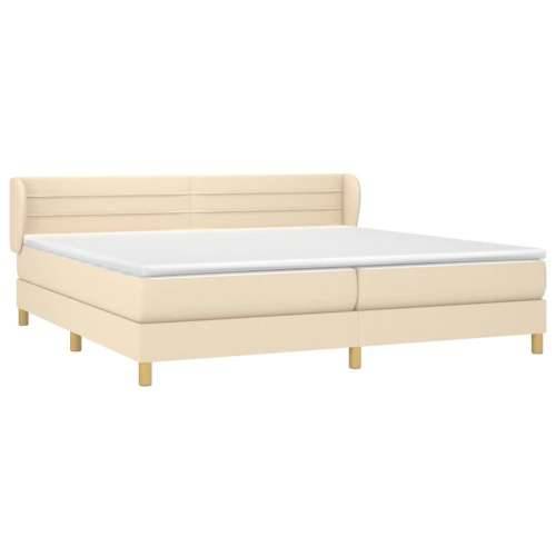 Krevet s oprugama i madracem krem 200 x 200 cm od tkanine - Krema 200 x 200 cm vodoravne pruge Cijena