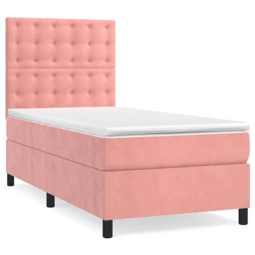 Box spring krevet s madracem ružičasti 100x200 cm baršunasti - Ružičasta 100 x 200 cm gumbi Cijena