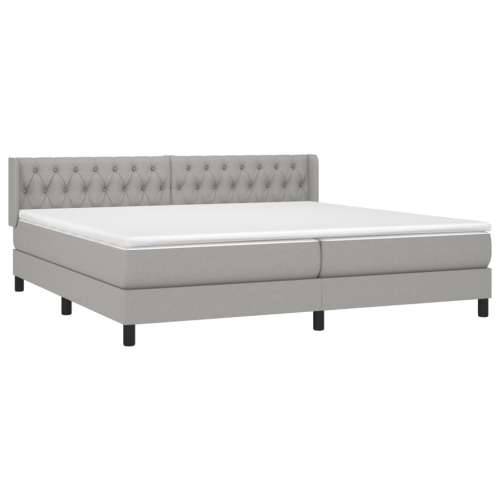 Krevet s oprugama i madracem svjetlosivi 200 x 200cm od tkanine - Svjetlosiva 200 x 200 cm Dizajn s gumbima Cijena