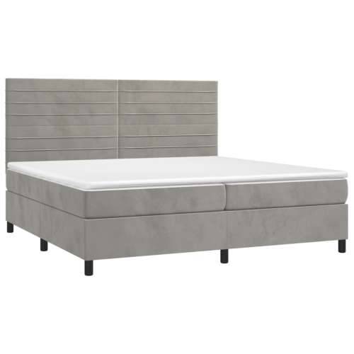 Krevet s oprugama i madracem svjetlosivi 200x200 cm baršunasti - Svjetlosiva 200 x 200 cm vodoravne pruge Cijena
