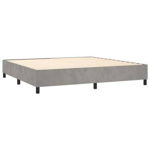 Krevet s oprugama i madracem svjetlosivi 200x200 cm baršunasti - Svjetlosiva 200 x 200 cm vodoravne pruge Cijena