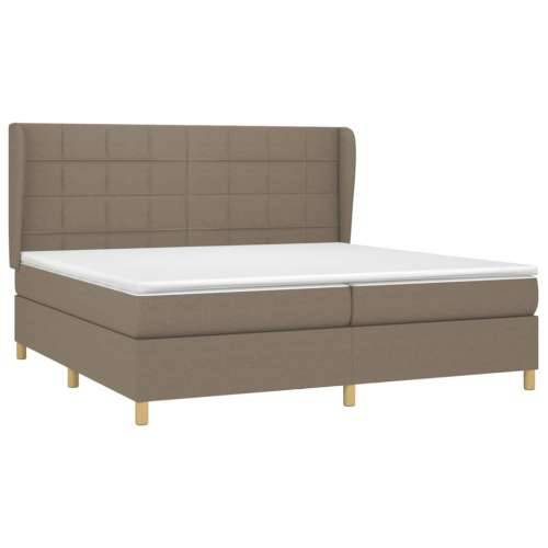 Krevet s oprugama i madracem smeđesivi 200x200 cm od tkanine - Sivo-smeđa 200 x 200 cm Blok s kvadratima Cijena