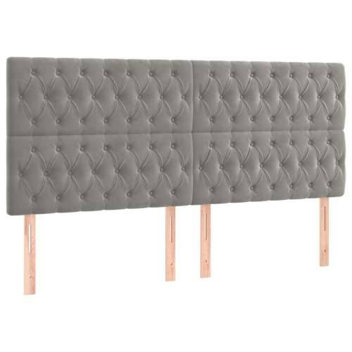 Krevet s oprugama i madracem svjetlosivi 200x200 cm baršunasti - Svjetlosiva 200 x 200 cm Dizajn s gumbima Cijena