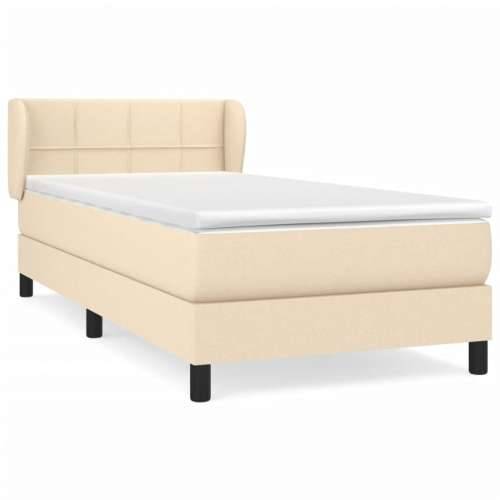 Krevet s oprugama i madracem krem 100 x 200 cm od tkanine - Krema 100 x 200 cm Blok s kvadratima Cijena