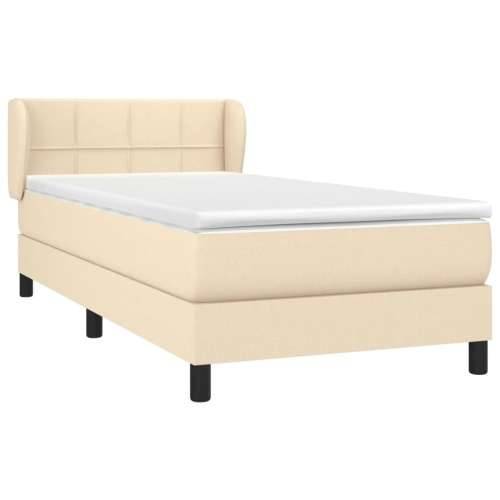 Krevet s oprugama i madracem krem 100 x 200 cm od tkanine - Krema 100 x 200 cm Blok s kvadratima Cijena