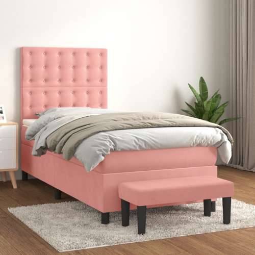 Box spring krevet s madracem ružičasti 100x200 cm baršunasti - Ružičasta 100 x 200 cm gumbi Cijena