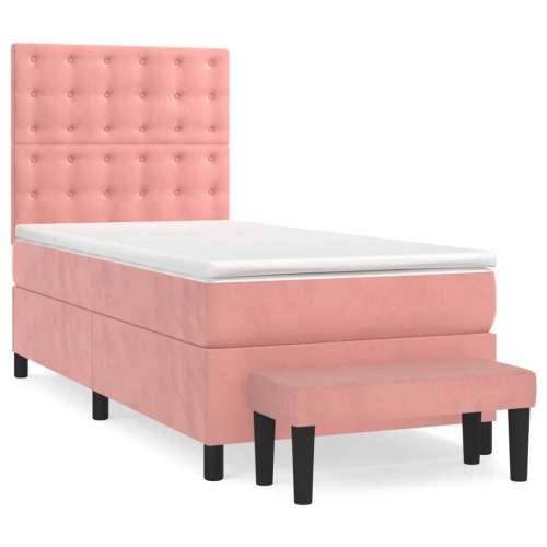 Box spring krevet s madracem ružičasti 100x200 cm baršunasti - Ružičasta 100 x 200 cm gumbi Cijena