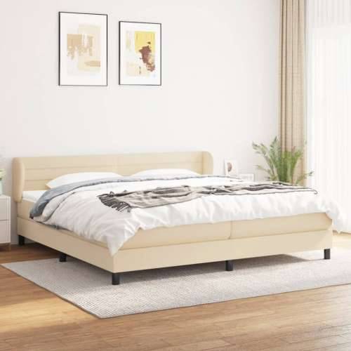 Krevet s oprugama i madracem krem 200 x 200 cm od tkanine - Krema 200 x 200 cm vodoravne pruge Cijena