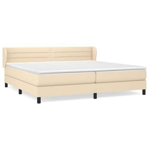Krevet s oprugama i madracem krem 200 x 200 cm od tkanine - Krema 200 x 200 cm vodoravne pruge Cijena