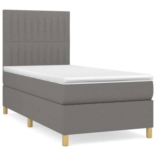 Krevet s oprugama i madracem tamnosivi 90x200 cm od tkanine - Tamno siva 90 x 200 cm Okomite pruge Cijena