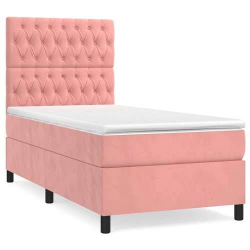 Box spring krevet s madracem ružičasti 100x200 cm baršunasti - Ružičasta 100 x 200 cm Dizajn s gumbima Cijena