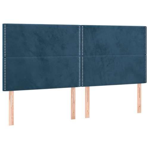 Krevet s oprugama i madracem tamnoplavi 200x200 cm baršunasti - Tamno plava 200 x 200 cm Obično s čavlima Cijena