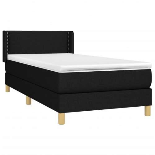 Krevet s oprugama i madracem crni 100 x 200 cm od tkanine - Crna 100 x 200 cm Obično s čavlima Cijena