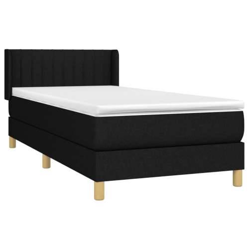 Krevet s oprugama i madracem crni 100 x 200 cm od tkanine - Crna 100 x 200 cm Okomite pruge Cijena