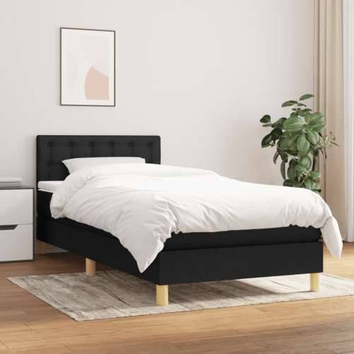 Krevet s oprugama i madracem crni 100 x 200 cm od tkanine - Crna 100 x 200 cm gumbi Cijena