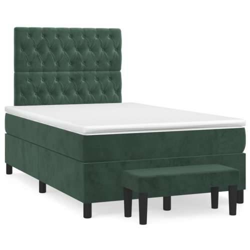 Box spring krevet s madracem tamnozeleni 120x200 cm baršunasti - Tamnozelena 120 x 200 cm Dizajn s gumbima Cijena