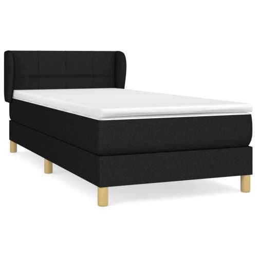 Krevet s oprugama i madracem crni 100 x 200 cm od tkanine - Crna 100 x 200 cm Blok s kvadratima Cijena