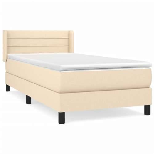 Krevet s oprugama i madracem krem 100 x 200 cm od tkanine - Krema 100 x 200 cm vodoravne pruge Cijena