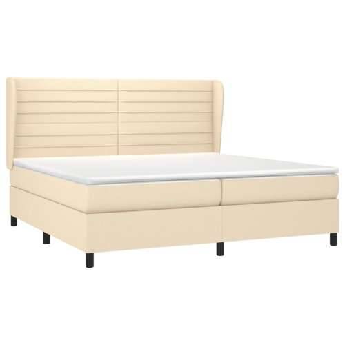 Krevet s oprugama i madracem krem 200 x 200 cm od tkanine - Krema 200 x 200 cm vodoravne pruge Cijena