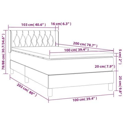 Krevet s oprugama i madracem tamnosivi 100 x 200 cm od tkanine Tamno siva 100 x 200 cm Dizajn s gumbima Cijena