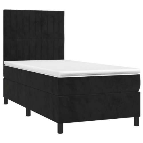 Box spring krevet s madracem crni 80 x 200 cm baršunasti - Crna 80 x 200 cm Okomite pruge Cijena