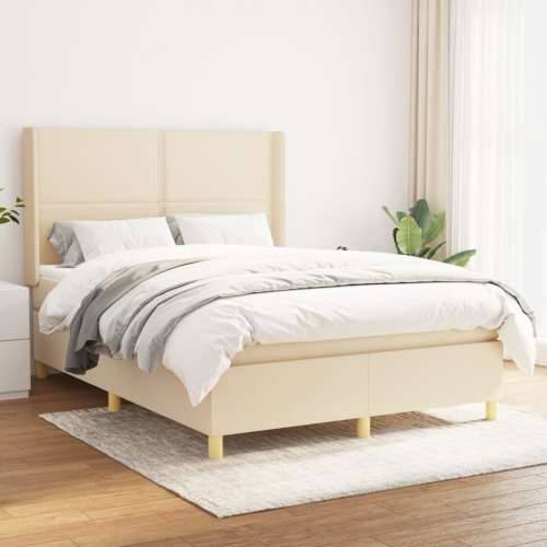 Krevet s oprugama i madracem krem 140 x 190 cm od tkanine - Krema 140 x 190 cm Obično s čavlima Cijena